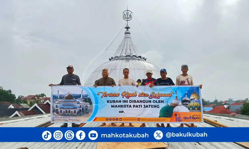 pemasangan kubah stainless setengah bola 6m baruga kendari_net