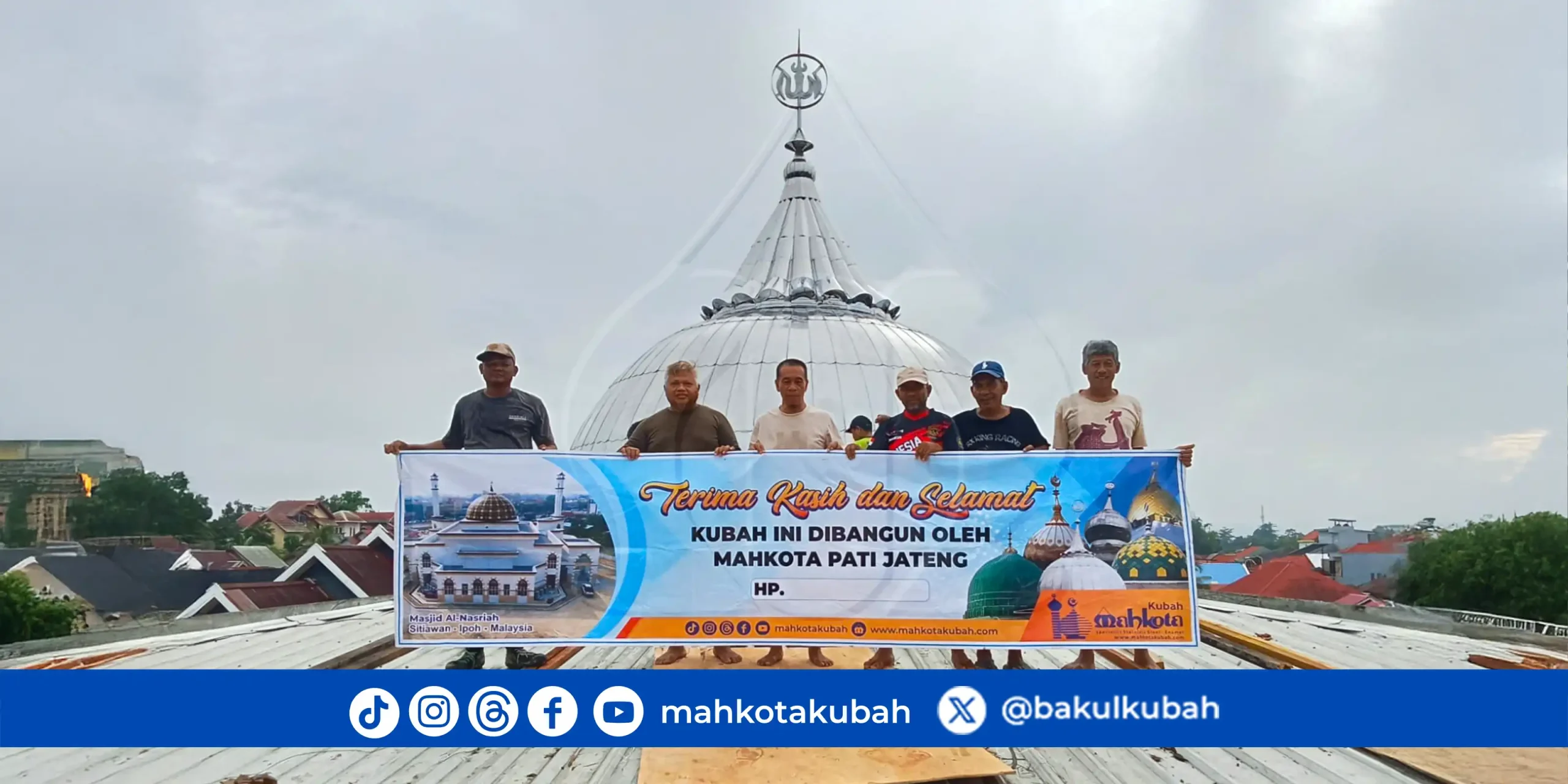 pemasangan kubah stainless setengah bola 6m baruga kendari_net
